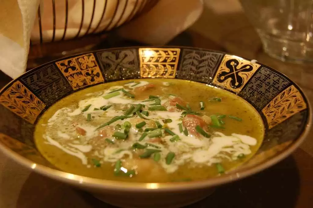 Mexican Green Chile Chicken Pozole (Gluten-Free) - The finished green chile chicken pozole. Photo: CC--Stu Spivack