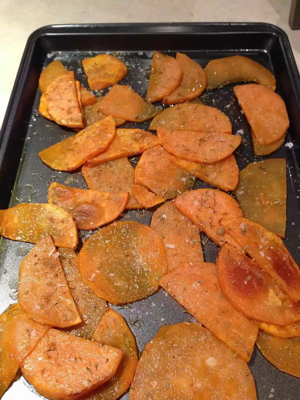 Baked Sweet Potato Chips with Pomegranates and Blueberries  - Image: CC--Steve Baty