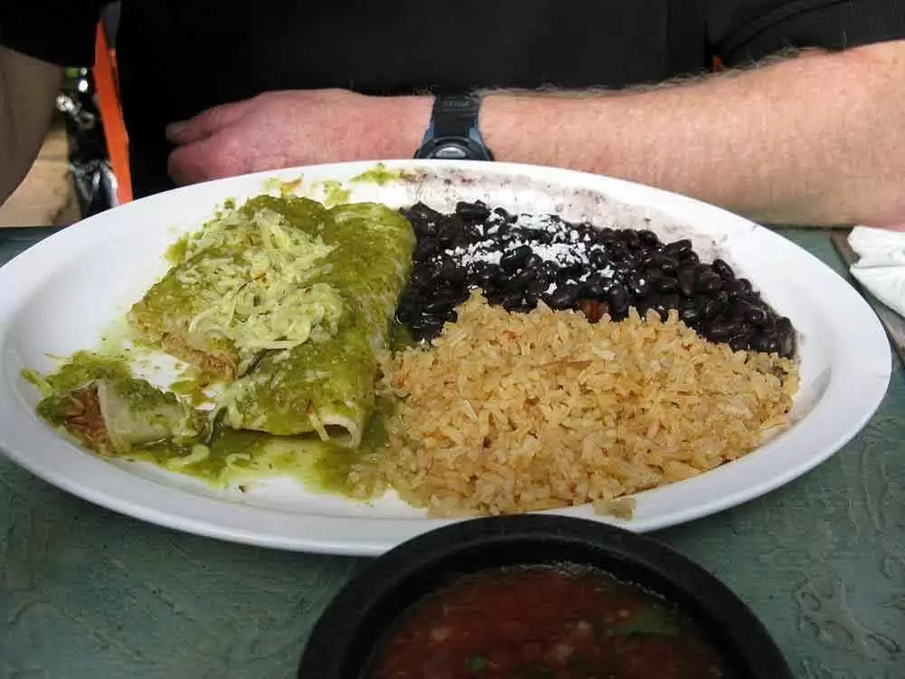 Green Chili Enchiladas with Chicken and Roasted Cauliflower (Gluten-Free) - Image: CC--Dennis M