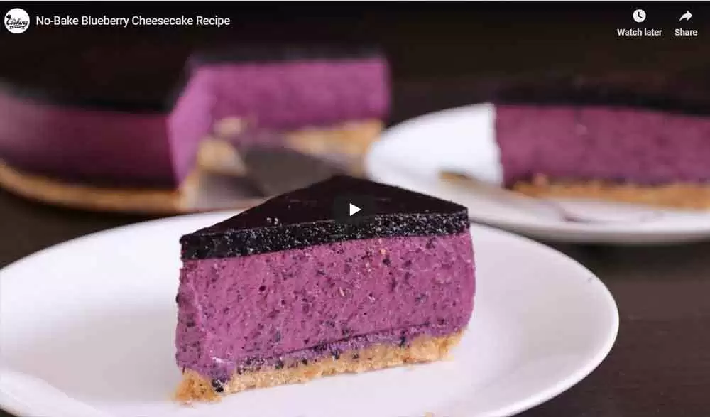 Gluten-Free No Bake Blueberry Cheesecake (Video) - Image: thecookingfoodie.com