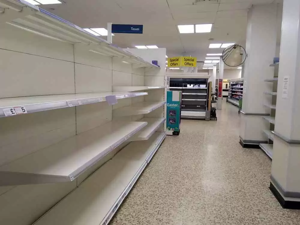 COVID-19 Panic Buying Leaves Many Celiac Patients Without Gluten-Free Food - Tesco - Allerton Road, Liverpool - Empty Shelves. Image: CC BY-ND 2.0--Dark Dwarf