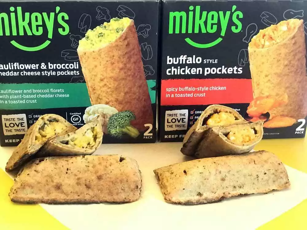 Mikey's New Gluten-Free Pockets: Cauliflower & Broccoli Cheddar Cheese and Buffalo Style Chicken - Mikey's New Gluten-Free Pockets. Image: Mei Adams