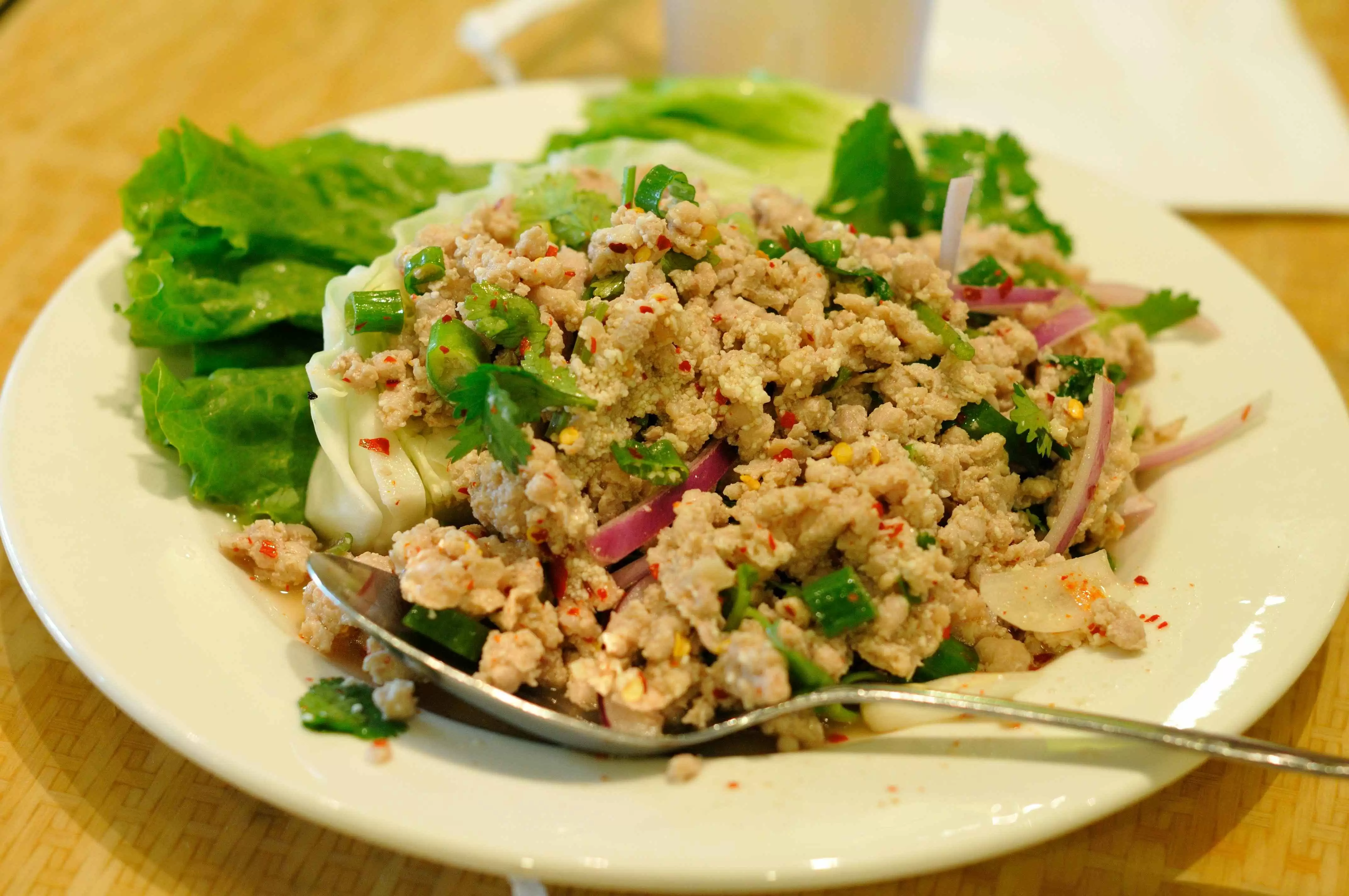 Easy Asian-style Gluten-Free Pork Lettuce Wraps - Larb. Image: CC BY-SA 2.0--Mike Saechang