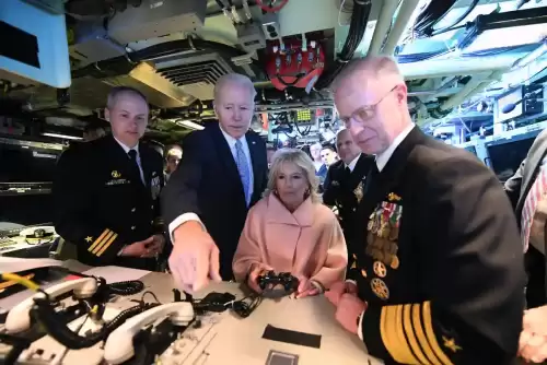 Biden Declares All Land West Of Mississippi a Gluten-Free Zone - President Joe Biden and first lady Jill Biden visit USS Delaware. by Official U.S. Navy Imagery is licensed under CC BY 2.0.