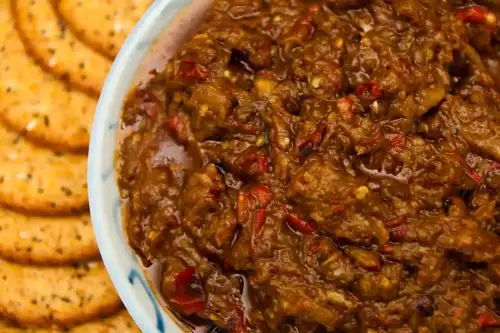 Gluten-Free Za’alook (Moroccan Eggplant and Tomato Salad) - Zaalook by Maggie McCain @ Flickr is licensed under CC BY-SA 2.0.