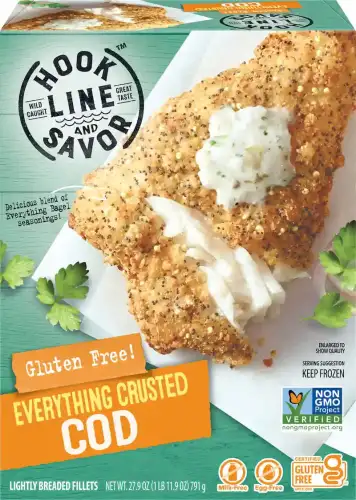 Gluten Free Everything Crusted Cod: A Flavorful Twist on a Classic Favorite - Image above: Gorton's. Images below: Mei Adams